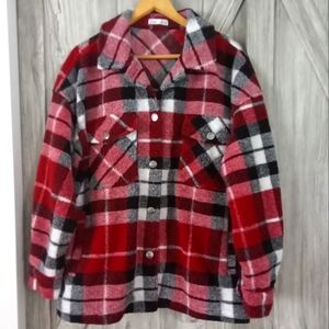 Dex Red Black White Plaid Shacket XL